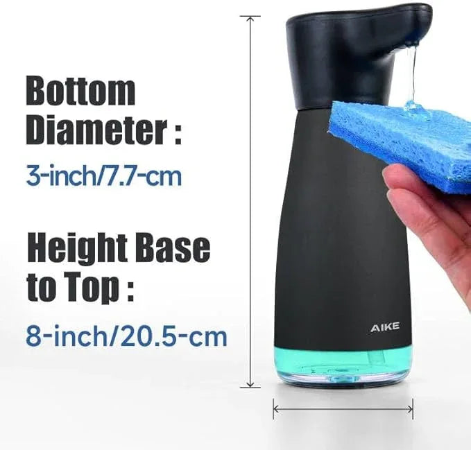 AIKE Magnetic Charging Waterproof Automatic Soap Dispenser for Liquid Soap Anti-Fingerprint Black Coating 14fl.oz. Model AK1337 - ModernBath