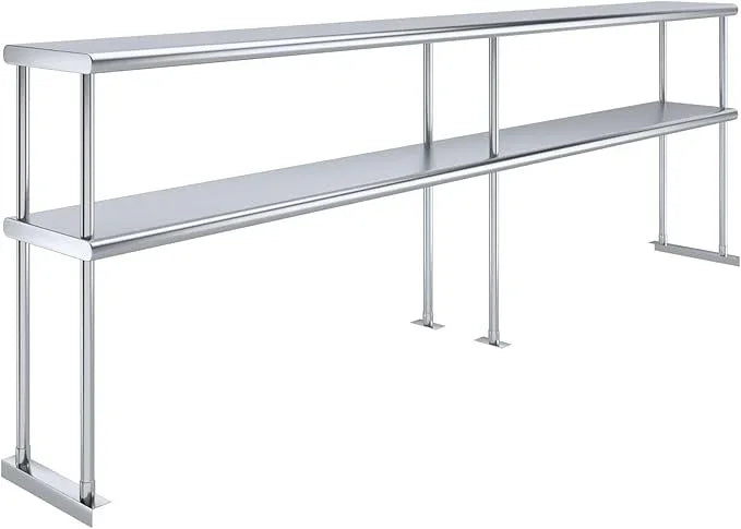 AmGood Double OverShelf Stainless Steel NSF - Many (96" Long x 12" Deep) - ModernBath
