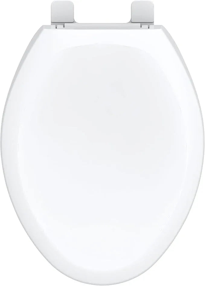 Gerber Elongated Toilet Seat with Cover, Standard Close, Quick & Easy Install, Heavy-Duty Plastic, Adjustable Fit for Standard Elongated Toilets, Durable & Fade-Resistant, White G0099216 - ModernBath