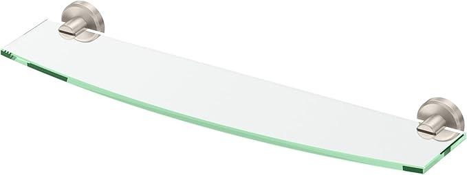 Gatco 5466 Locke Glass Shelf, Satin Nickel/Wall Mounted 20.13" X 5.38" Tempered/Floating Rectangle Glass Shelf for Bathroom - ModernBath