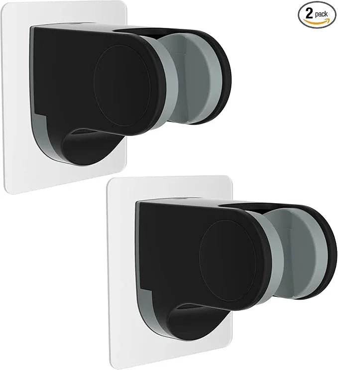 Hibbent 2 Pack Shower Head Holder - Strong Adhesive Wall Mount, Height Adjustable, No Drilling - Matte Black - ModernBath