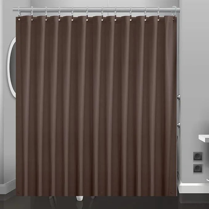 Eazzier Bath Chocolate Plastic Shower Curtain Or Liner, 72x72 Inch Lightweight Brown Plastic Bathroom Shower Showroom Inner Curtain with Rustproof Metal Grommet Holes and Weighted Magnets - ModernBath