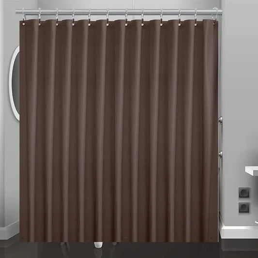 Eazzier Bath Chocolate Plastic Shower Curtain Or Liner, 72x72 Inch Lightweight Brown Plastic Bathroom Shower Showroom Inner Curtain with Rustproof Metal Grommet Holes and Weighted Magnets - ModernBath