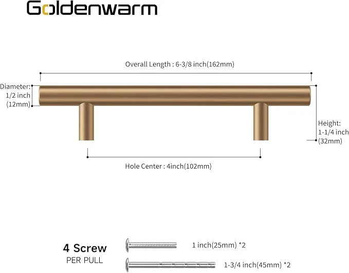 goldenwarm 35 Pack Champagne Bronze Cabinet Pulls Gold Cabinet Handles 4 inch(102mm) Champagne Drawer Handles Brushed Bronze Drawer Pulls Kitchen Bathroom Bedroom Furniture Hardware - ModernBath