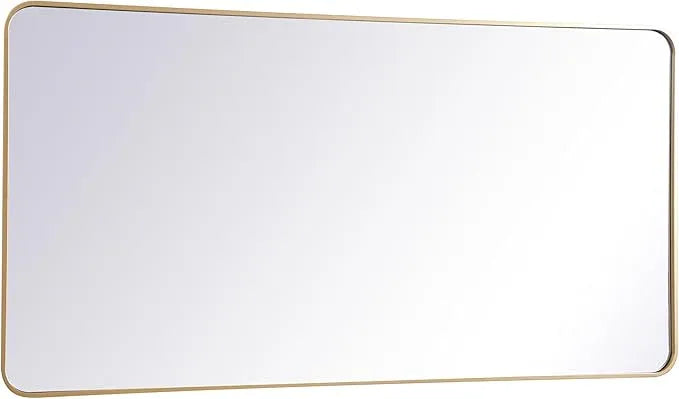 ARS Concepts Aura, Soft Corner Metal Rectangular Mirror 30X60 Inch in, Modern, Brass - ModernBath