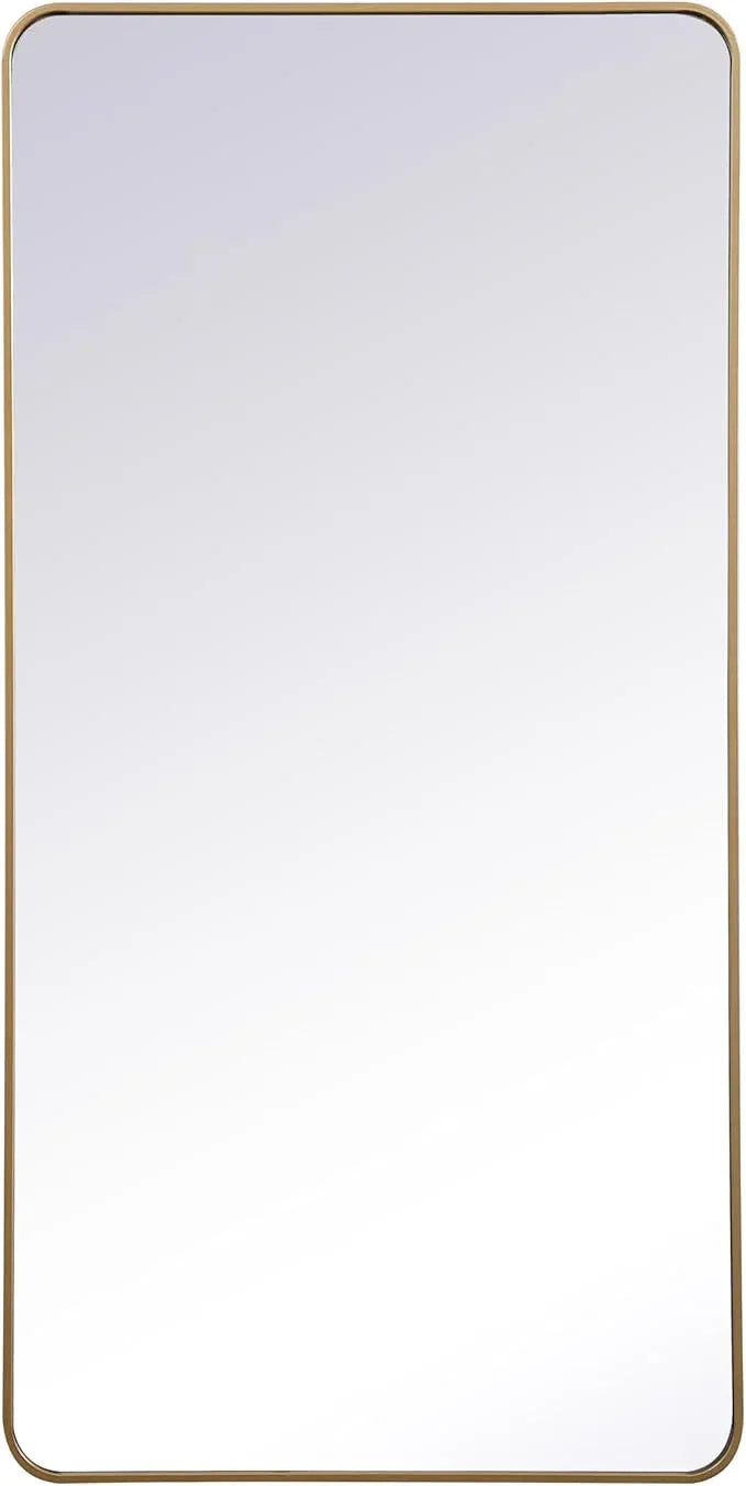 ARS Concepts Aura, Soft Corner Metal Rectangular Mirror 30X60 Inch in, Modern, Brass - ModernBath