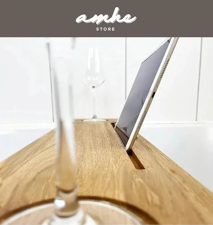 Amhe Store! Luxury Rustic Acacia Wood. Durable, Water-Resistant, Minimalistic, Adjustable 35x9 Inches. Lovely Gift - Box. Bath Tub Tray Wood - Bath Tray for Tub. Unique Natural Grain for Relaxation - ModernBath