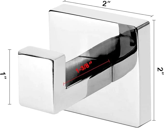 IBosins 4 Pack Towel Hooks Hand Towel Holder for Bathroom Wall Livingroom Bedroom Kitchen Closet Heavy Duty Stainless Steel Hook Hanger for Robe, Bath Towel, Coat (Square Polished Chrome) - ModernBath