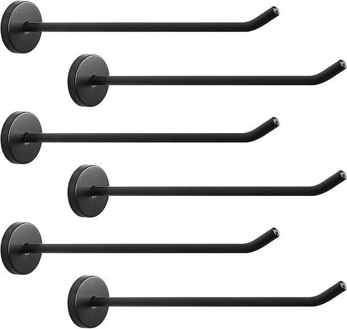 NearMoon Coat Hooks, Wall Mount Hooks for Hanging Hat Hurse Robe, 304 Stainless Steel Heavy Duty Towel Hangers for Bathroom Livingroom Hotel Kitchen Garage, 6 Pack (8 Inch, Matte Black) - ModernBath