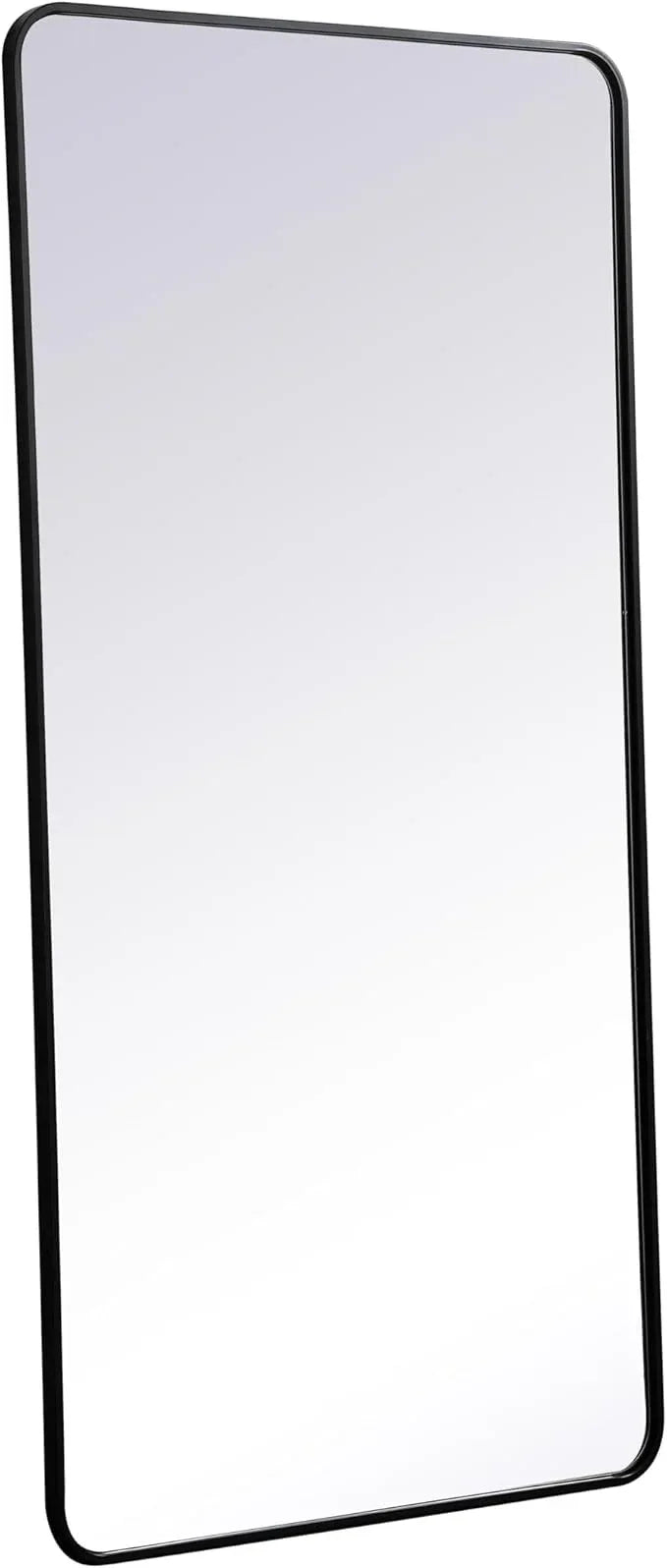 ARS Concepts Aura, Soft Corner Metal Rectangular Mirror 30X60 Inch in, Modern, Black - ModernBath