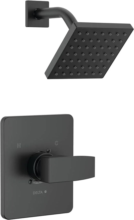 Delta Modern 14 Series Shower Faucet Set, Matte Black Shower Head and Handle Set, Valve Trim Kit, Matte Black T14267-BL-PP (Valve Not Included) - ModernBath