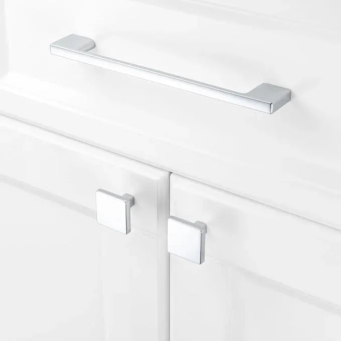 KOOFIZO 10 Pack 6-1/4 Inch Wide Foot Cabinet Bar Pulls - Polished Chrome Modern Solid Handles for Kitchen Cupboard Door, Bedroom Dresser Drawer, Bathroom Wardrobe Hardware - ModernBath