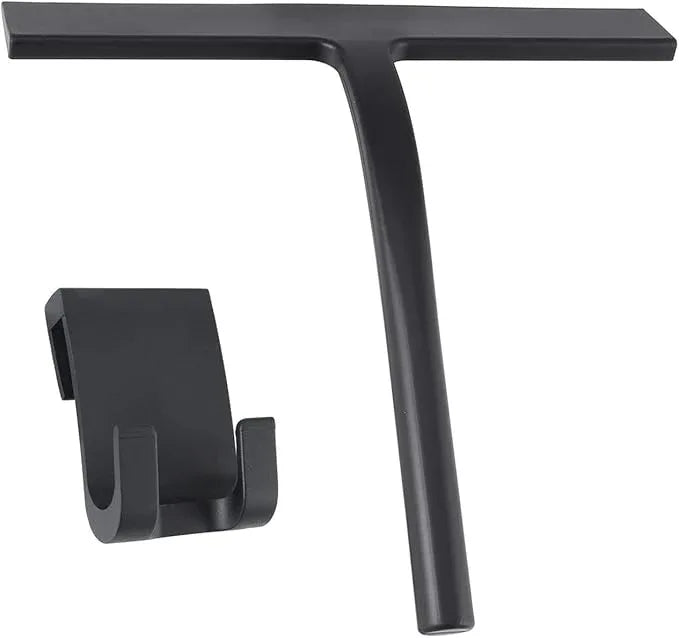 Anlynwooh All -Purpose Silicone Shower Squeegee for Shower Glass Door with Hook, Bathroom Accessories for Window Mirror Tile Car Shower Walls,Household Shower Cleaner Tool (Black, 9 inch(1 Hook) - ModernBath