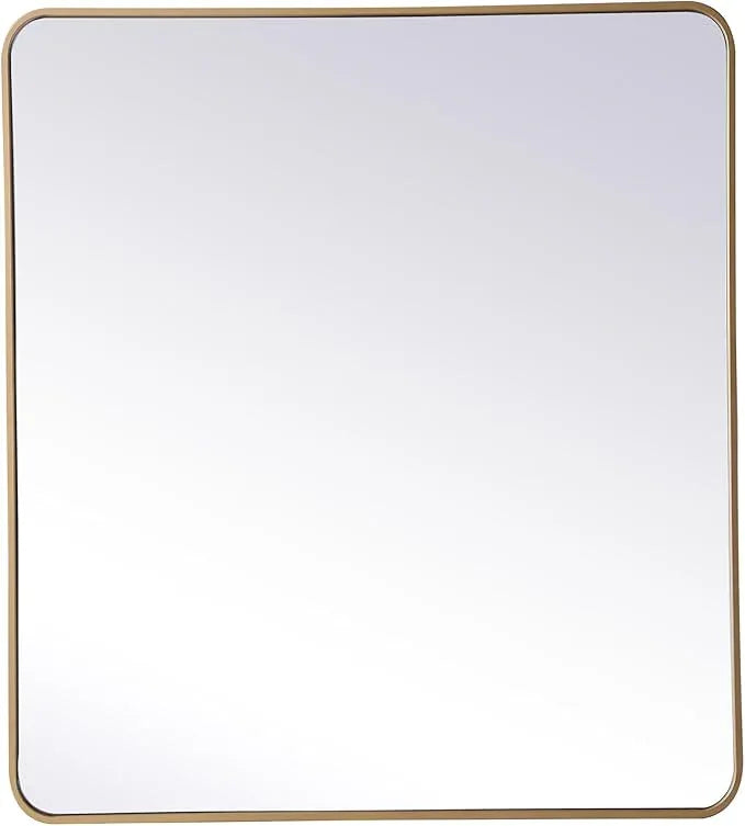 ARS Concepts Aura, Soft Corner Metal Rectangular Mirror 36X40 Inch in, Modern, Brass - ModernBath