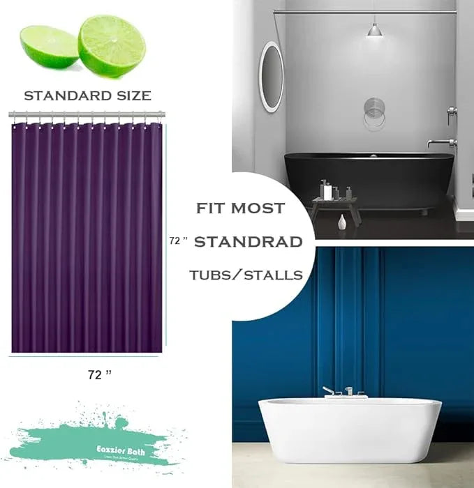 Eazzier Bath Purple Plastic Shower Curtain Or Liner, 72x72 Inch Lightweight Purple Cuctus Plastic Bathroom Shower Showroom Inner Curtain with Rustproof Metal Grommet Holes and Weighted Magnets - ModernBath