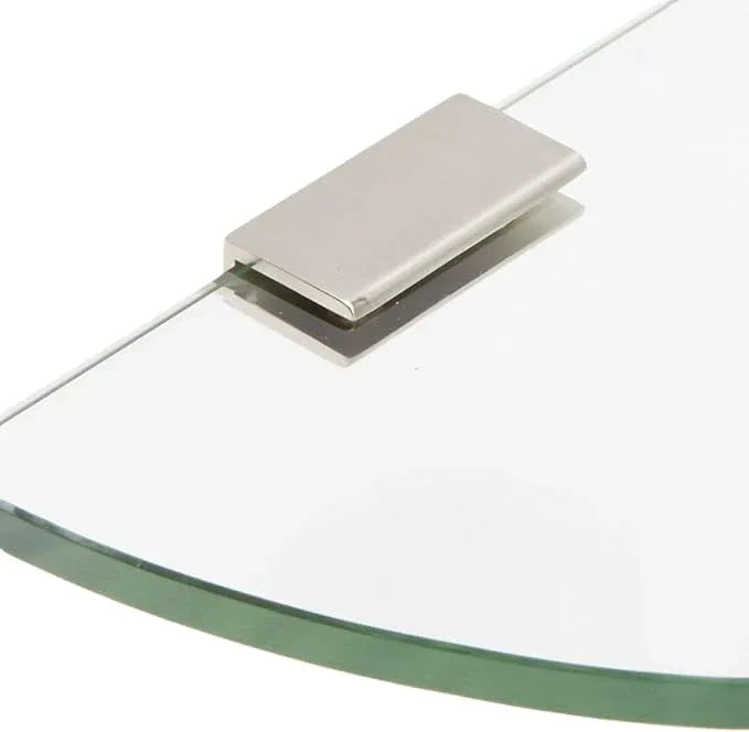 Spancraft Glass 2REC6QR-BR Quarter Round Glass Shower Shelf with 2" Rectangle Clamp, Brushed Nickel Bracket, 6" - ModernBath