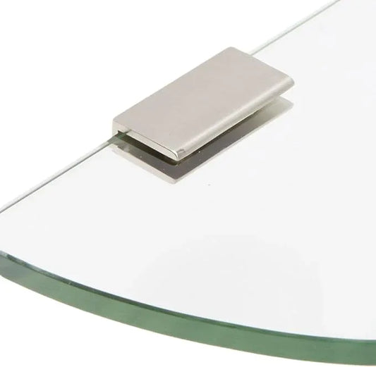 Spancraft Glass 2REC6QR-BR Quarter Round Glass Shower Shelf with 2" Rectangle Clamp, Brushed Nickel Bracket, 6" - ModernBath