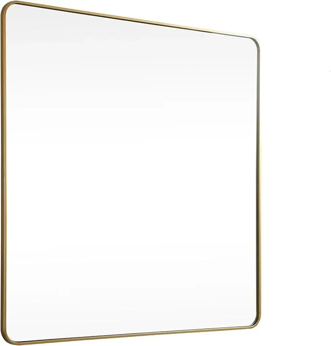 ARS Concepts Aura, Soft Corner Metal Square Mirror 42X42 Inch in, Modern, Brass - ModernBath