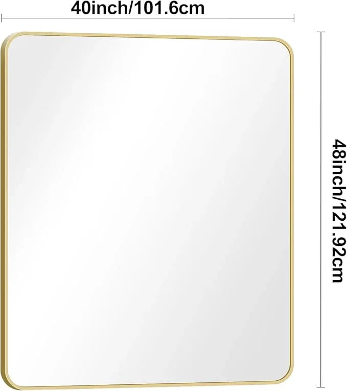BONEWEI Gold Bathroom Mirror,40x48 inch Wall Mirror for Bathroom Wall Mounted,Round Rectangle Mirror for Bathroom Over Sink,Modern Frame for Home Decor Living Room,Bedroom Entryway,Horizontal/Vertical - ModernBath