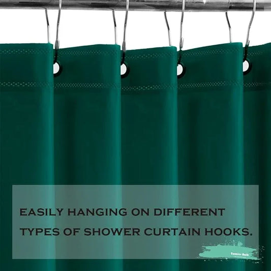 Eazzier Bath Dark Green Plastic Shower Curtain Or Liner, 72x72 Inch Lightweight Plastic Bathroom Shower Showroom Inner Curtain with Rustproof Metal Grommet Holes and Weighted Magnets - ModernBath
