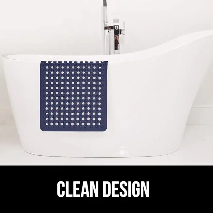GORILLA GRIP Patented Bath Tub Shower Mat, Machine Washable Bathtub Floor Liner Mats, Suction Cups and Drain Holes to Keep Tubs Clean, Soft on Feet, Bathroom Essentials, 35x16 Inch, Navy Opaque - ModernBath