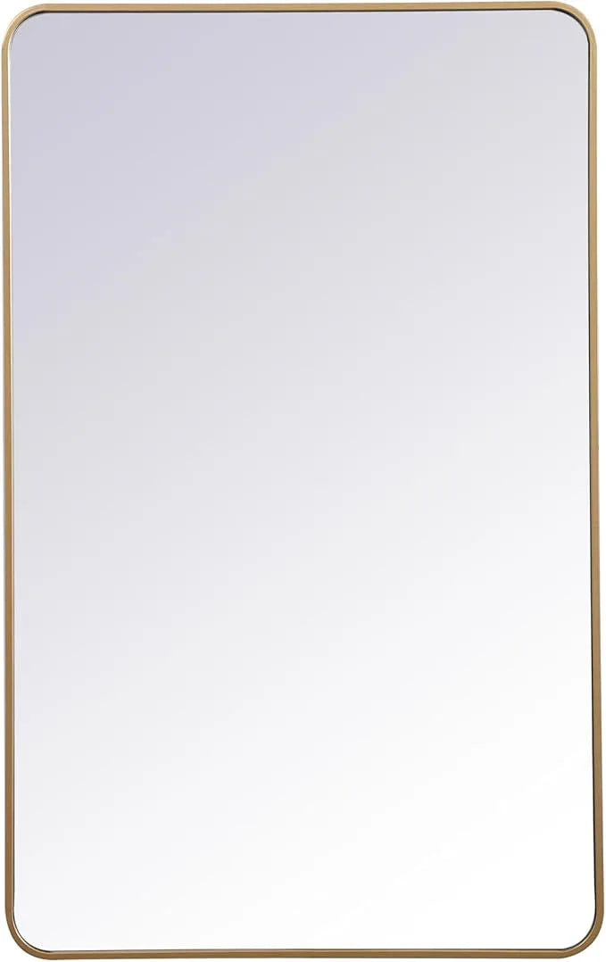 ARS Concepts Aura, Soft Corner Metal Rectangular Mirror 30X48 Inch in, Modern, Brass - ModernBath
