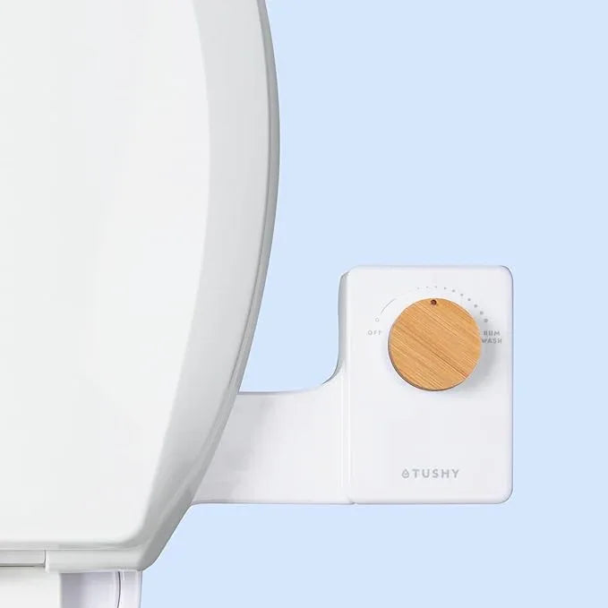 TUSHY Fresh Cool Water Bidet: Ultra Slim Toilet Seat Attachment (Non-Electric Self-Cleaning Hygienic Nozzle) Easy DIY Install <10 Min | Adjustable Water Pressure, Bamboo Knob - ModernBath