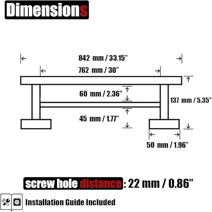 JQK Double Bath Towel Bar, Matte Black 33 Inch 304 Stainless Steel Thicken 0.8mm Towel Rack for Bathroom, Towel Holder Wall Mount, Useable Length 30 Inch 2 Pack, TB100L30-PB-P2 - ModernBath