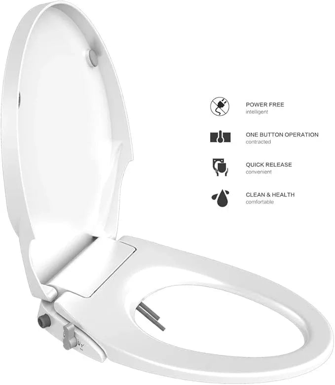 Toilet Seat Bidet Seat with Self Cleaning Dual Nozzles Non electric Separated Rear & Feminine Cleaning Natural Water Spray, soft close toilet seat,Easy DIY Installation - ModernBath