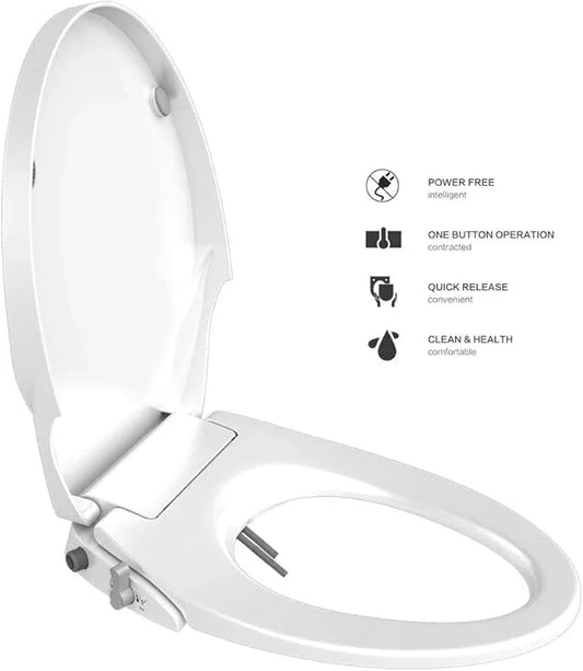 Toilet Seat Bidet Seat with Self Cleaning Dual Nozzles Non electric Separated Rear & Feminine Cleaning Natural Water Spray, soft close toilet seat,Easy DIY Installation - ModernBath