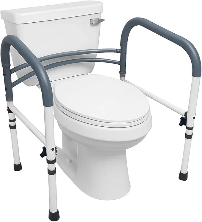 Carex Toilet Safety Rails, Adjustable and Detachable Toilet Safety Frame with Handles for Elderly, Handicap, or Disabled, Heavy-Duty Non-Slip Bathroom Grab Bar, with Padded Handles and Aluminum Frame - ModernBath