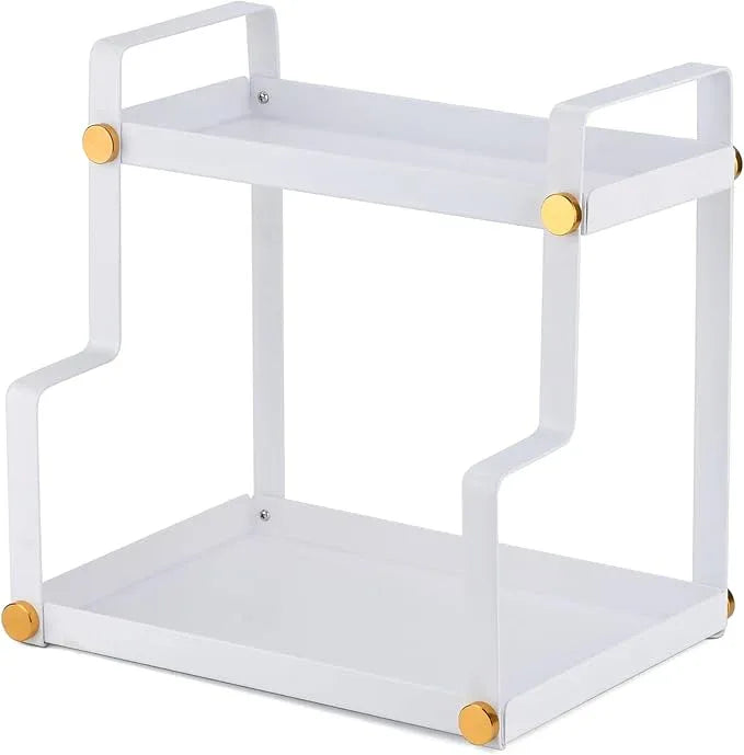 FFK 2 Tier Bathroom Countertop Organizer,Cosmetic Organizer,Storage Shelf for Bathroom,Ideal for Cabinet, Countertop, Pantry, and Desktop, for Bathroom, Kitchen, Office(White) - ModernBath