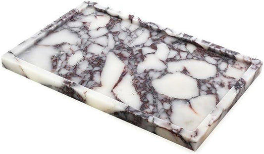 Real Luxurious Natural Marble Vanity Tray Genuine Marble Storage Tray for Home Decor Stone Tray for Bathroom/Kitchen/Vanity/Dresser,Plate Holder for Tissues, Candles, Towel - ModernBath