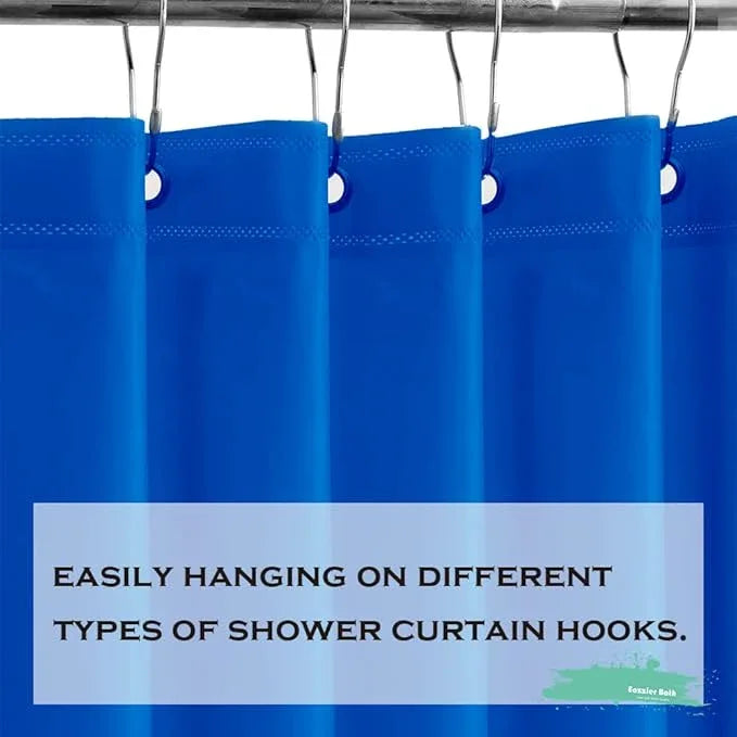 Eazzier Bath Royal Blue Plastic Shower Curtain Or Liner, 72x72 Inch Lightweight Blue Lolite Plastic Bathroom Shower Showroom Inner Curtain with Rustproof Metal Grommet Holes and Weighted Magnets - ModernBath