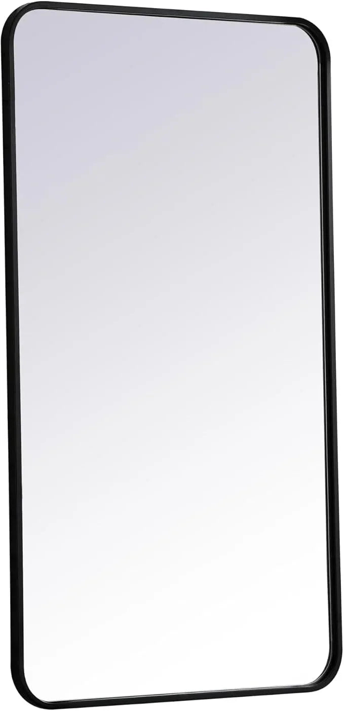 ARS Concepts Aura, Soft Corner Metal Rectangular Mirror 22X40 Inch in, Modern, Black - ModernBath