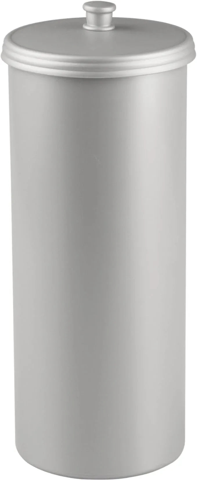 iDesign Freestanding Bathroom Toilet Paper Storage Holder with Lid for 3 Extra Rolls, Silver - ModernBath