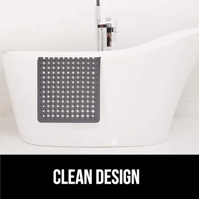 GORILLA GRIP Patented Bath Tub Shower Mat, Machine Washable Bathtub Floor Liner Mats, Suction Cups and Drain Holes to Keep Tubs Clean, Soft on Feet, Bathroom Essentials, 35x16 Inch, Charcoal Opaque - ModernBath