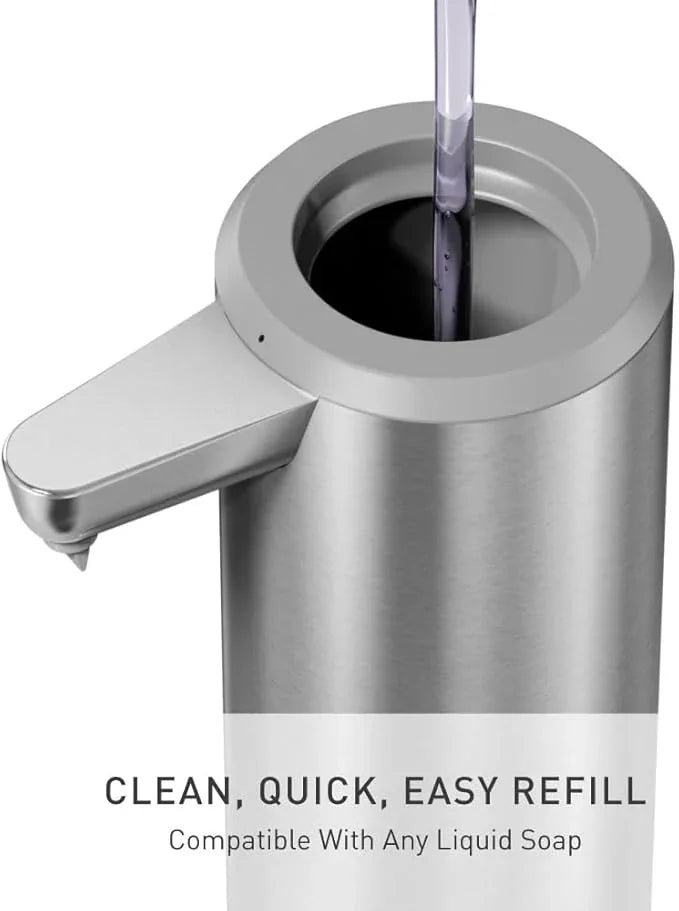 simplehuman 9 oz. Touch-Free Automatic Rechargeable Sensor Pump, Brushed Stainless Steel, New - ModernBath