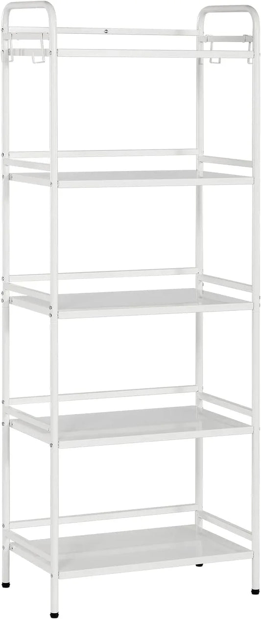 HDANI Storage Shelves,5-Tier Metal Storage Rack with Shelf,Shelf Organizer,Garage Standing Shelving Unit for Laundry,Bathroom,Kitchen,Pantry, Closet,23.6''W X 13.8''D X 63''H,White - ModernBath