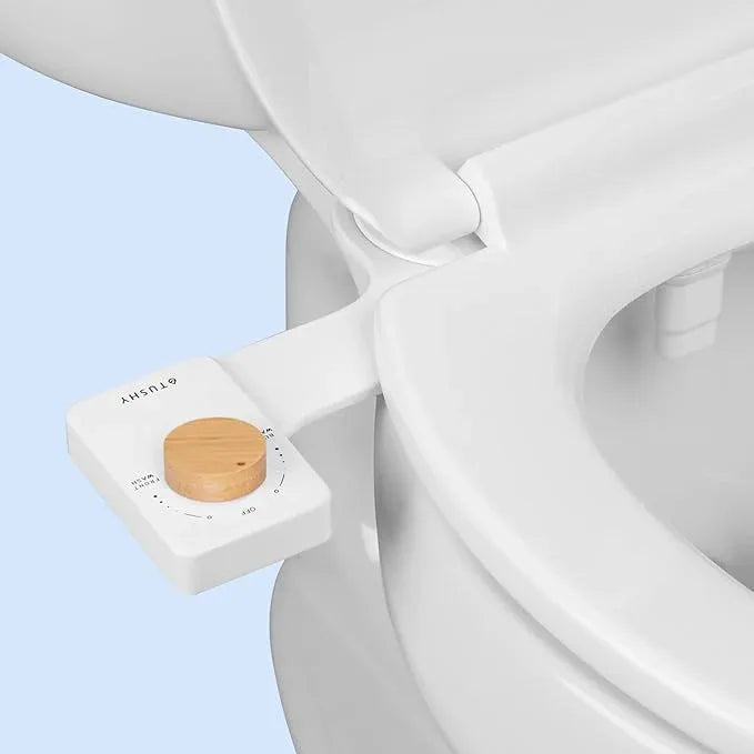 TUSHY NEW Fresh Dual Nozzle Cool Water Bidet: Ultra Slim Toilet Seat Attachment Sprayer with Luxury 2 in 1 Front & Rear, Self-Cleaning, 180º Clean (DIY Install, 10 Minutes), Non-Electric, Bamboo Knob - ModernBath