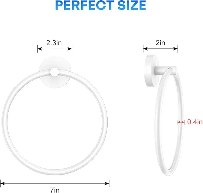 Hand Towel Holder Screw-in Stainless Steel Towel Ring for Bathroom Wall White Towel Hanger Round Towel Racks for Bathroom Decor and Accessories - ModernBath