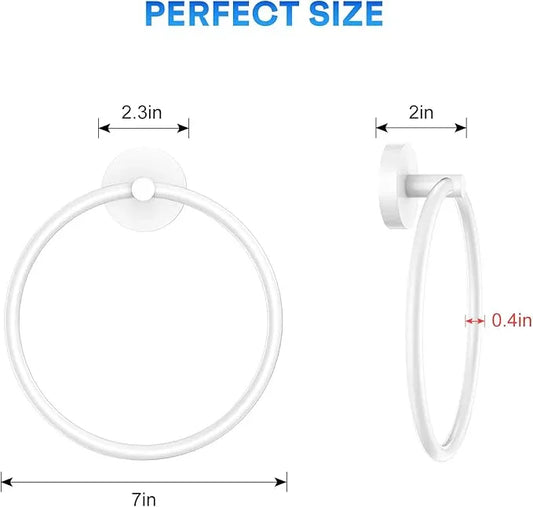 Hand Towel Holder Screw-in Stainless Steel Towel Ring for Bathroom Wall White Towel Hanger Round Towel Racks for Bathroom Decor and Accessories - ModernBath