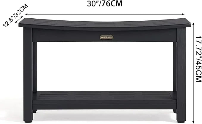 30'' Waterproof Shower Stool, Poly Lumber Shower Bench Seat for Shaving Legs, HDPS Plastic Bath Chair Seat, Non-Slip & No Maintenance, Black, Weight Capacity 700LBS (30 x 13 Inches) - ModernBath