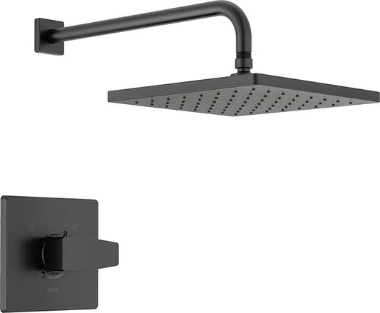 Delta Modern 14 Series Square Rain Shower Faucet Set, Matte Black Shower Head and Handle Set, Valve Trim Kit, Matte Black T14268-BL-PP (Valve Not Included) - ModernBath