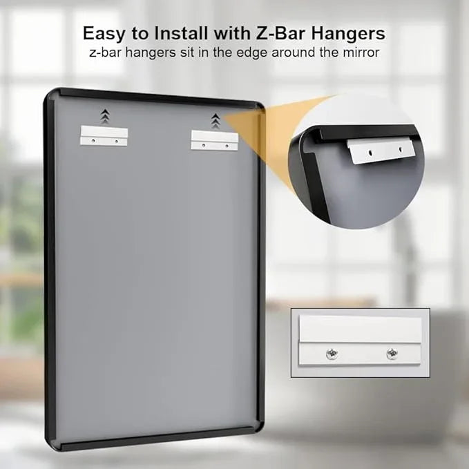 miroro Black 30x30 Inch Metal Framed Mirror for Wall, Large Rounded Rectangle Mirror, Anti-Rust, Tempered Glass, Hangs Horizontally or Vertically - ModernBath