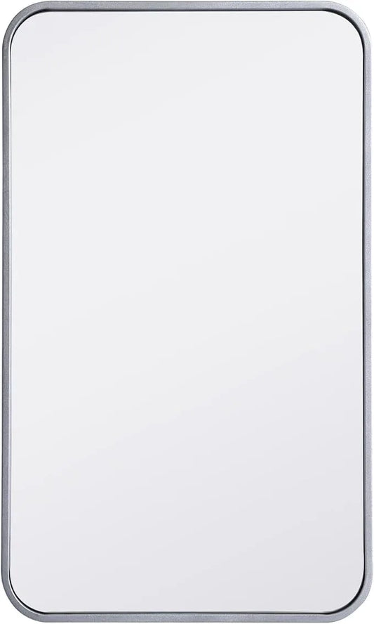 ARS Concepts Aura, Soft Corner Metal Rectangular Mirror 18X30 Inch in, Modern, Silver - ModernBath
