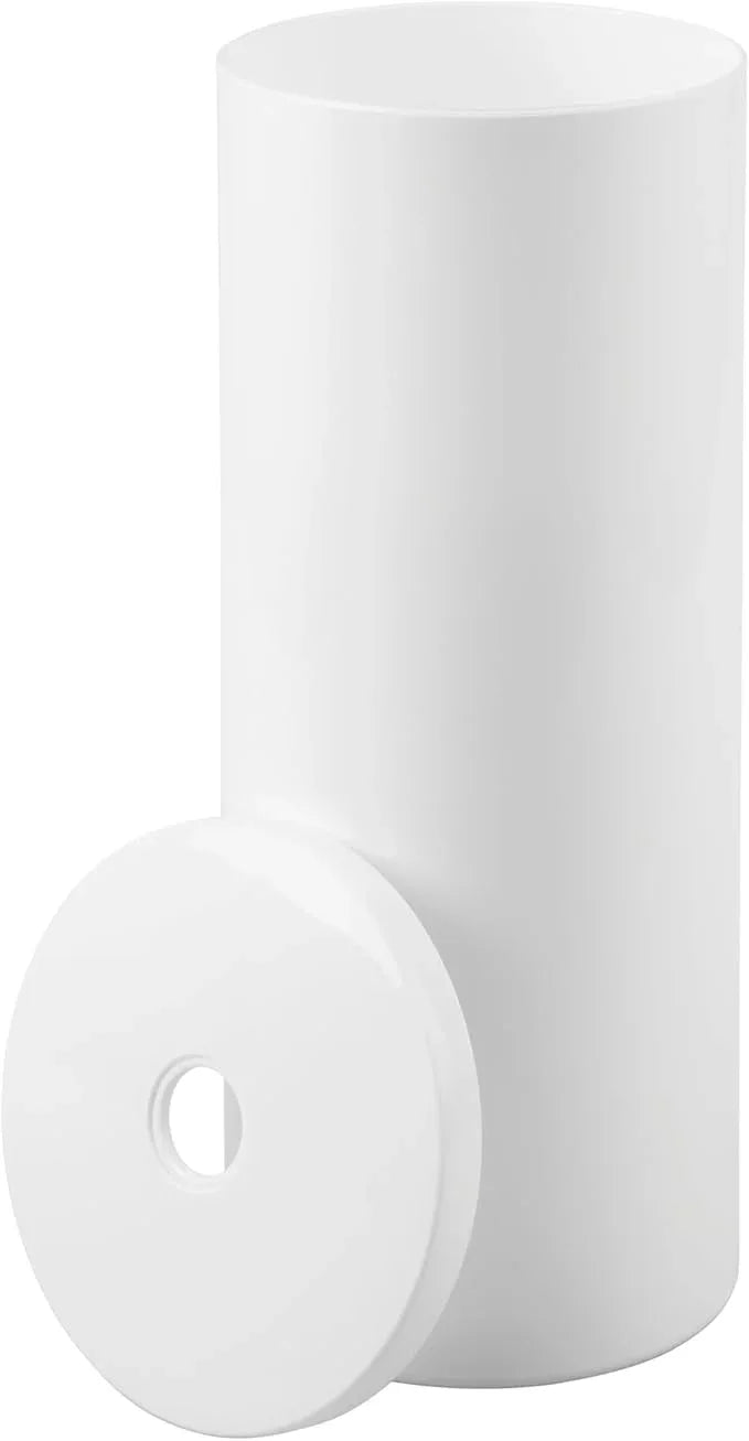 iDesign Freestanding Toilet Paper Canister with Lid for 3 Extra Rolls, White, Made in USA - ModernBath