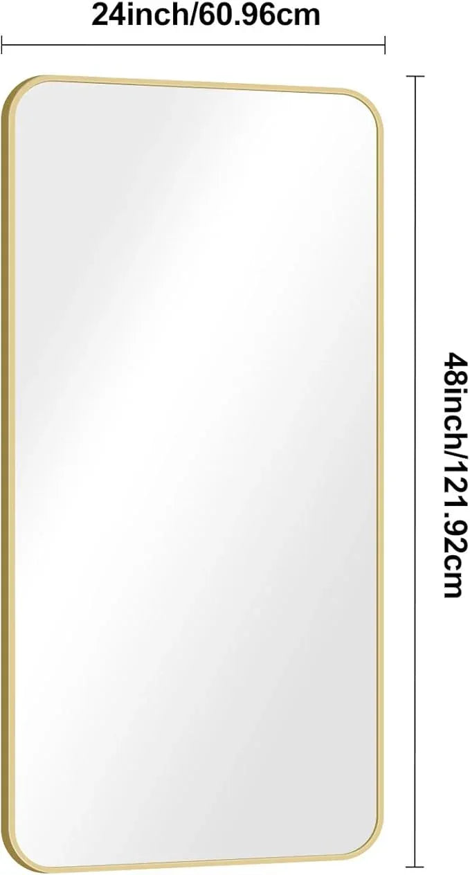 Gold Bathroom Mirror,24x48 inch Wall Mirror for Bathroom Wall Mounted,Round Rectangle Mirror for Bathroom Over Sink,Modern Frame for Home Decor Living Room,Bedroom Entryway,Horizontal/Vertical - ModernBath