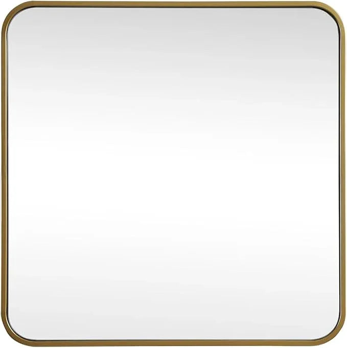 ARS Concepts Aura, Soft Corner Metal Square Mirror 24X24 Inch in, Modern, Brass - ModernBath