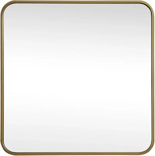 ARS Concepts Aura, Soft Corner Metal Square Mirror 24X24 Inch in, Modern, Brass - ModernBath